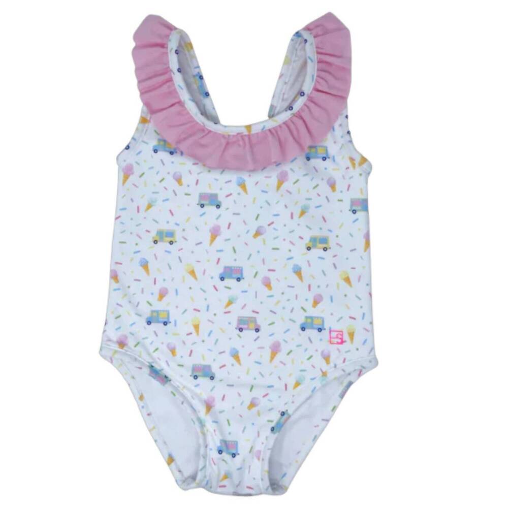 NEW LULLABY SET girls ice cream swimsuit in white